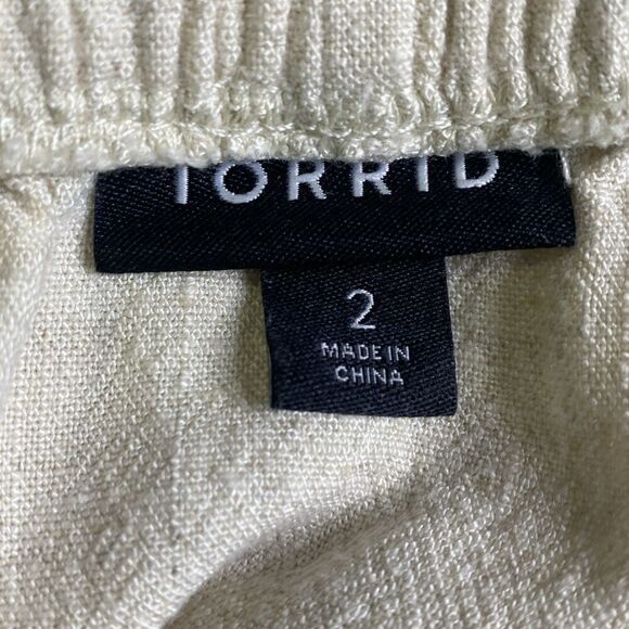 Torrid Linen Blend Peasant Dress Size 2X Natural Tan Farmcore Minimalist Pockets - Picture 8 of 10